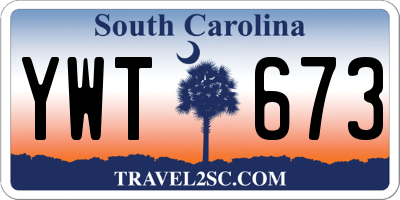 SC license plate YWT673