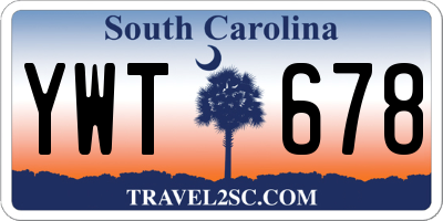 SC license plate YWT678