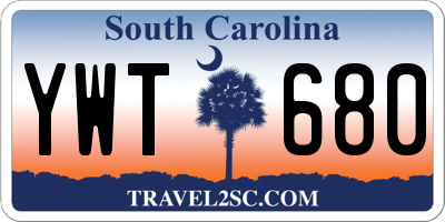 SC license plate YWT680