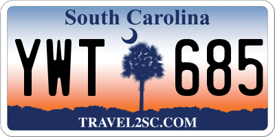 SC license plate YWT685