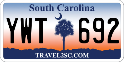 SC license plate YWT692