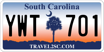 SC license plate YWT701