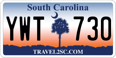 SC license plate YWT730