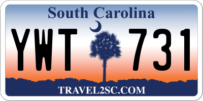 SC license plate YWT731