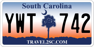 SC license plate YWT742