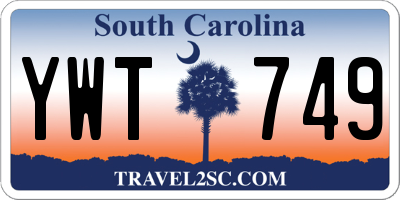 SC license plate YWT749