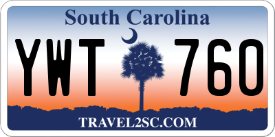 SC license plate YWT760