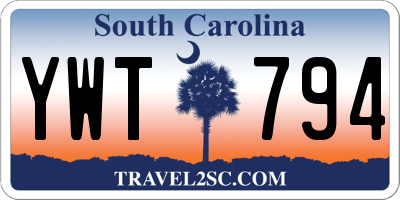 SC license plate YWT794