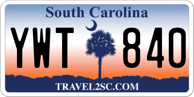 SC license plate YWT840