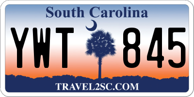 SC license plate YWT845