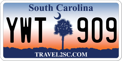 SC license plate YWT909