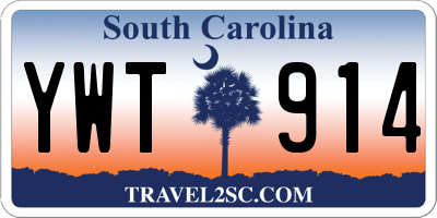 SC license plate YWT914
