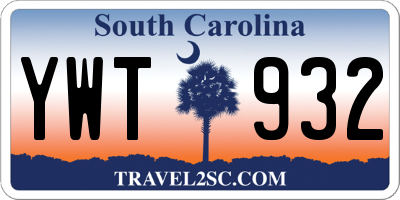 SC license plate YWT932