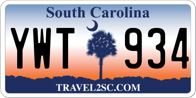 SC license plate YWT934