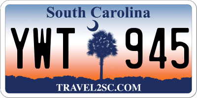 SC license plate YWT945