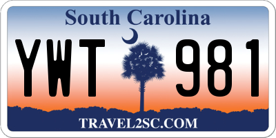 SC license plate YWT981