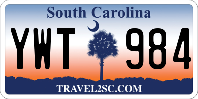 SC license plate YWT984