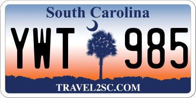 SC license plate YWT985
