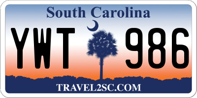 SC license plate YWT986