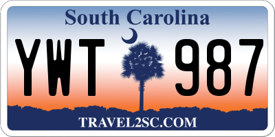 SC license plate YWT987