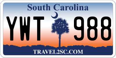 SC license plate YWT988