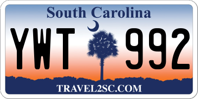 SC license plate YWT992