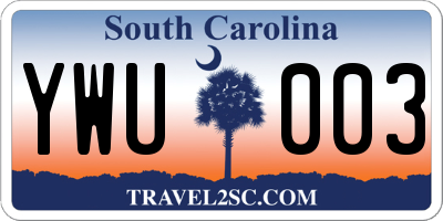 SC license plate YWU003