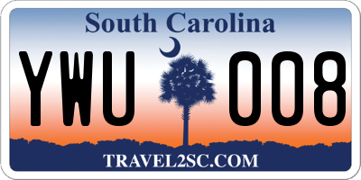 SC license plate YWU008