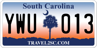 SC license plate YWU013