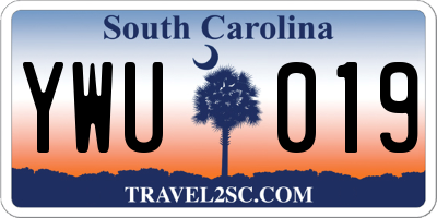 SC license plate YWU019