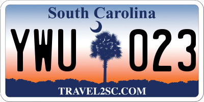 SC license plate YWU023