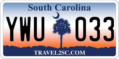 SC license plate YWU033