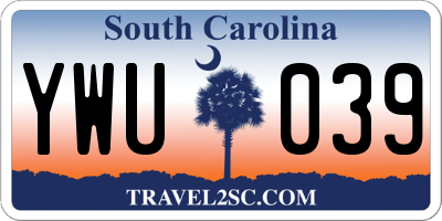 SC license plate YWU039