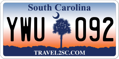 SC license plate YWU092