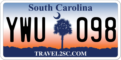 SC license plate YWU098