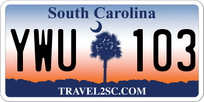 SC license plate YWU103