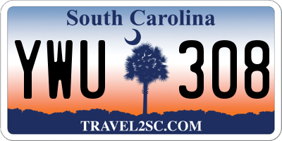 SC license plate YWU308