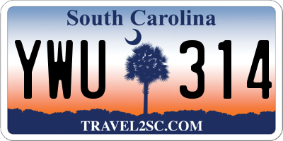 SC license plate YWU314