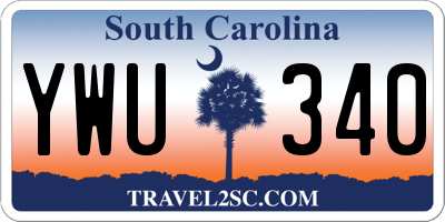SC license plate YWU340