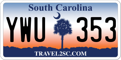 SC license plate YWU353