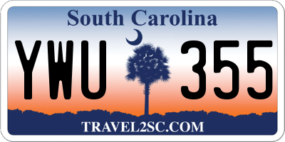 SC license plate YWU355