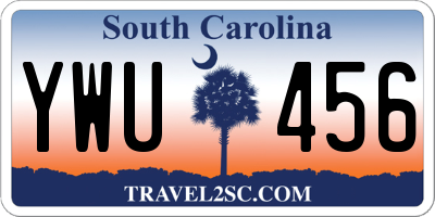 SC license plate YWU456