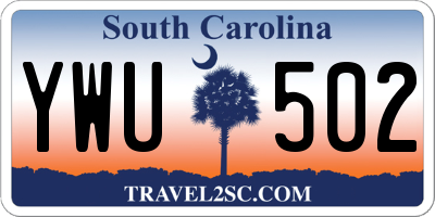SC license plate YWU502