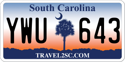 SC license plate YWU643