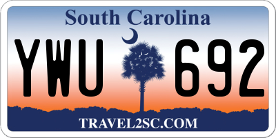 SC license plate YWU692