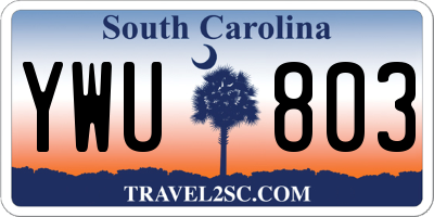 SC license plate YWU803
