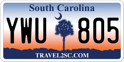 SC license plate YWU805