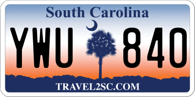 SC license plate YWU840