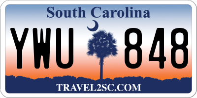 SC license plate YWU848