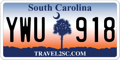 SC license plate YWU918